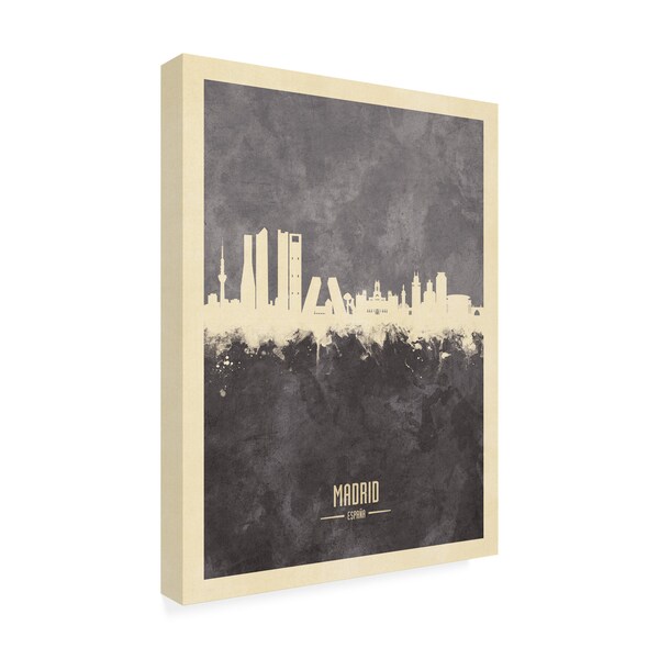 Michael Tompsett 'Madrid Spain Skyline Gray' Canvas Art,24x32